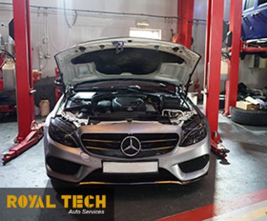 Mercedes C200 Brake Pads Replacement and Coolant Leakage Repair in Dubai